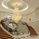 GobekUsa Gold Round Chandelier Dimmable LED Stair Lights Luxury Suspension Lamp