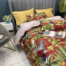 GobekUsa Luxury Egyptian Cotton Bedding Set - Flamingo Leaf Pattern