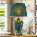 GobekUsa Emerald Queen Green Ceramic Table Lamp - Luxury Villa Bedroom Living Room Lighting