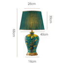 GobekUsa Emerald Queen Green Ceramic Table Lamp - Luxury Villa Bedroom Living Room Lighting