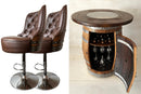 Whiskey & Wine Barrel Bar Set — Liquor Cabinet, Pub Table & Stools, Multi-Use Build