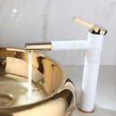 GobekUsa Golden Plated Round Ceramic Luxury Bath Mixer Set with Brass Faucet & Pop Drain