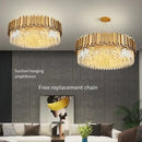 GobekUsa Crystal Ceiling Chandelier: Luxury Round LED Light for Living Room, Artistic Home Decor