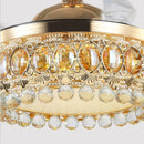 GobekUsa 42 Inch Gold Luxury Crystal Ceiling Fan Light with Remote Control