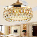 GobekUsa 42 Inch Gold Luxury Crystal Ceiling Fan Light with Remote Control
