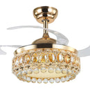GobekUsa 42 Inch Gold Luxury Crystal Ceiling Fan Light with Remote Control