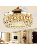 GobekUsa 42 Inch Gold Luxury Crystal Ceiling Fan Light with Remote Control