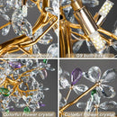 GobekUsa Crystal Flowers Chandelier Gold LED Tree Branch Luxury Chandelier by Decorbites
