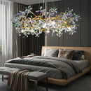 GobekUsa Crystal Flowers Chandelier Gold LED Tree Branch Luxury Chandelier by Decorbites