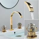GobekUsa Crystal Handle Gold Bathroom Basin Faucet Three Hole Mixer for Bathtub