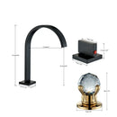 GobekUsa Crystal Handle Gold Bathroom Basin Faucet Three Hole Mixer for Bathtub