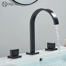 GobekUsa Crystal Handle Gold Bathroom Basin Faucet Three Hole Mixer for Bathtub