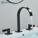 GobekUsa Crystal Handle Gold Bathroom Basin Faucet Three Hole Mixer for Bathtub