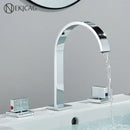 GobekUsa Crystal Handle Gold Bathroom Basin Faucet Three Hole Mixer for Bathtub