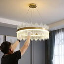 GobekUsa Crystal LED Chandelier: Luxury Dimmable Pendant Light for Bedroom, Living, Dining Room