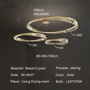 GobekUsa DNA Spiral Crystal Chandelier LED Ring Design for Luxury Living Room