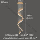 GobekUsa Gold LED Staircase Chandelier | Luxury Large Living Room Pendant Lamp