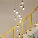 GobekUsa Gold LED Staircase Chandelier | Luxury Large Living Room Pendant Lamp