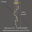 GobekUsa Gold LED Staircase Chandelier | Luxury Large Living Room Pendant Lamp