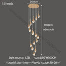 GobekUsa Gold LED Staircase Chandelier | Luxury Large Living Room Pendant Lamp