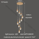 GobekUsa Gold LED Staircase Chandelier | Luxury Large Living Room Pendant Lamp