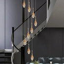 GobekUsa Gold LED Staircase Chandelier | Luxury Large Living Room Pendant Lamp