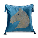 Luxury gold rhinestone square pillow with beaded horse bedroom accent by Decorbites