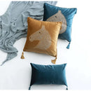 Luxury gold rhinestone square pillow with beaded horse bedroom accent by Decorbites