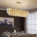 GobekUsa Gold Steel Crystal Pendant Chandelier - Luxury LED Dining Room Hanging Lamp