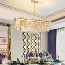 GobekUsa Gold Steel Crystal Pendant Chandelier - Luxury LED Dining Room Hanging Lamp