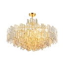 GobekUsa Gold Steel Crystal Pendant Chandelier - Luxury LED Dining Room Hanging Lamp