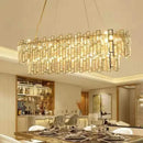 GobekUsa Gold Steel Crystal Pendant Chandelier - Luxury LED Dining Room Hanging Lamp