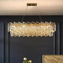 GobekUsa Gold Steel Crystal Pendant Chandelier - Luxury LED Dining Room Hanging Lamp