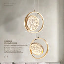 GobekUsa Crystal Ring Pendant Light - Rotatable Luxury Chandelier for Bedroom Decor