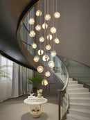 GobekUsa Crystal Ball LED Rotating Stair Chandelier - Nordic Luxury Loft Bubble Design