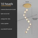 GobekUsa Crystal Ball LED Rotating Stair Chandelier - Nordic Luxury Loft Bubble Design
