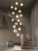 GobekUsa Crystal Ball LED Rotating Stair Chandelier - Nordic Luxury Loft Bubble Design