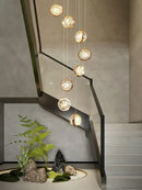 GobekUsa Crystal Ball LED Rotating Stair Chandelier - Nordic Luxury Loft Bubble Design