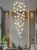 GobekUsa Crystal Ball LED Rotating Stair Chandelier - Nordic Luxury Loft Bubble Design