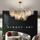 GobekUsa Grapes Crystal Chandelier: Luxury Golden Copper Pendant Light for Living Room Bedroom