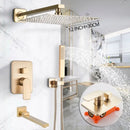 GobekUsa Golden 8" Rainfall Shower Faucet Set with Handshower - Wall Mounted Luxury Mixer Tap