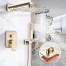 GobekUsa Golden 8" Rainfall Shower Faucet Set with Handshower - Wall Mounted Luxury Mixer Tap