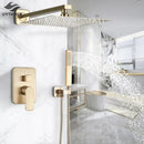 GobekUsa Golden 8" Rainfall Shower Faucet Set with Handshower - Wall Mounted Luxury Mixer Tap