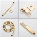GobekUsa Golden 8" Rainfall Shower Faucet Set with Handshower - Wall Mounted Luxury Mixer Tap