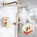 GobekUsa Golden 8" Rainfall Shower Faucet Set with Handshower - Wall Mounted Luxury Mixer Tap