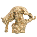 GobekUsa Golden Leopard Resin Panther Figurine: Luxury Home Office Decor & Gift