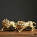 Luxury golden lion king resin figurine office desktop decor by Decorbites
