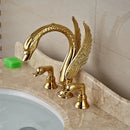 GobekUsa Golden Swan Dual Handle Bathroom Faucet, Luxury Gold Finish Basin Tap