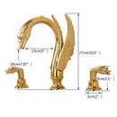 GobekUsa Golden Swan Dual Handle Bathroom Faucet, Luxury Gold Finish Basin Tap