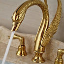 GobekUsa Golden Swan Dual Handle Bathroom Faucet, Luxury Gold Finish Basin Tap